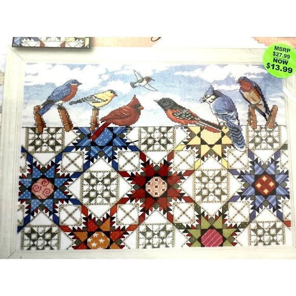 Design Works "Feathered Stars" Cross Stitch Kit - Quilt with Birds - Picture 4 of 4